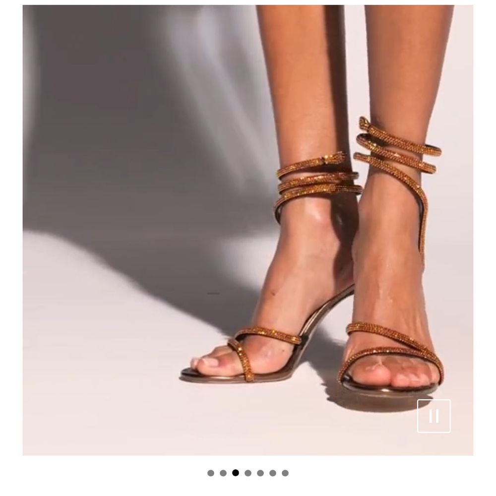 Nine West Black Spiral Wrap Stiletto Sandals with Rhinestone Straps